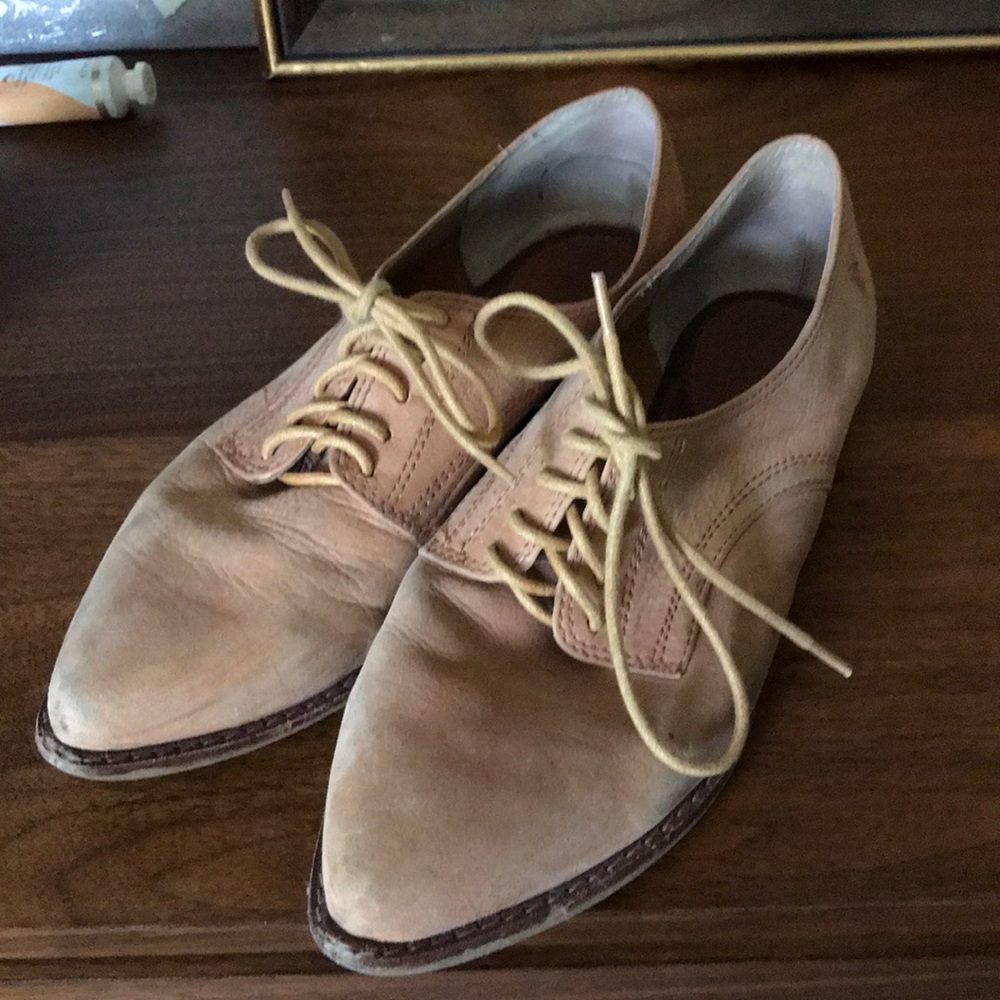 Oxford loafer lace up leather flat shoe